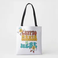 Crypto Mania is here Retro Colorful Character Tote