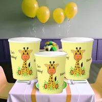 Cute funny baby giraffe for kids any age birthday  paper cups