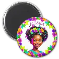 Pretty Girl African-American Girl Personalized Magnet