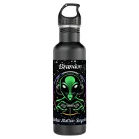 Alien Playing Video Games with Star Background Stainless Steel Water Bottle