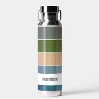 Trendy Modern Personalized Plaid Water Bottle