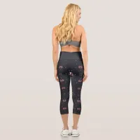 Stars And Unique Spaceship Pattern Capri Leggings