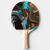 Blue, Brown and Black Abstract Art  Ping Pong Paddle