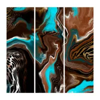 Brown and Blue Marble Fluid Art