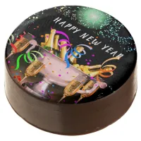 New Year’s Eve Party Spirits Black Background Chocolate Covered Oreo