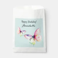 Delicate Pink Butterfly in Pastel Rainbow Colors Favor Bag