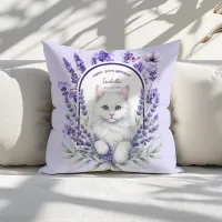 Elegant Lavender and Cat Birthday Throw Pillow