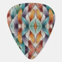 Beautiful multi colored ice crystal feathers  guitar pick