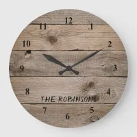 Rustic Wood Grain Custom Large Clock