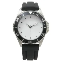 Mens Stainless Steel Black Rubber Strap Watch