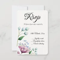 Elegant Floral Wedding Soft Botanical Romance RSVP Card