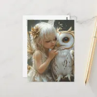 Adorable Fairy and Owl Postcard