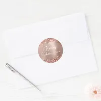 Glittery Rose Gold Glam Gradient Merry Christmas Classic Round Sticker