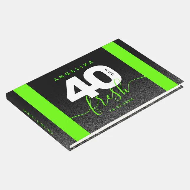 Modern Girly Bright Green 40 and Fresh Guest Book