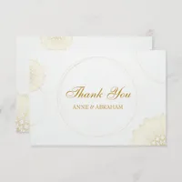 Delicate Luxury Gold Floral Pattern Monogram Thank You Card