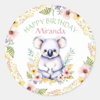 Koala Bear Themed Birthday Personalized Classic Round Sticker