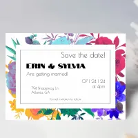 Bright Rainbow Botanical Wedding  Save The Date