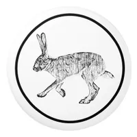 Southwestern Jackrabbit Design Black and White Ceramic Knob