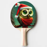 Vintage Cute Santa Owl Christmas Holiday Ping Pong Paddle