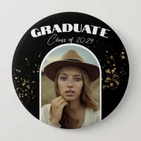 Black Gold Elegant Pin Education Graduation Party