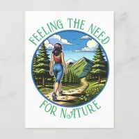 Woman Hiking a Nature Trial Postcard