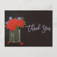 Red Roses and Morning Glory Thank You add photo Postcard