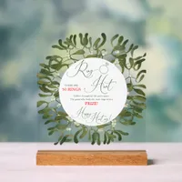 Mistletoe Script Ring Hunt Bridal Shower Game Acrylic Sign