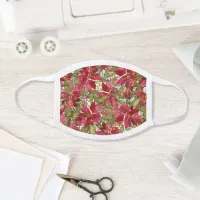 Pretty Christmas Poinsettia Floral Pattern Face Mask