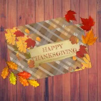 Fall Foliage On Plaid Happy Thanksgiving Tissue Paper