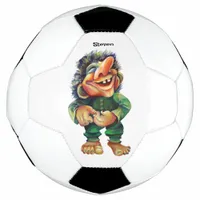 Scandinavian Funny Troll Illustration Watercolor Soccer Ball