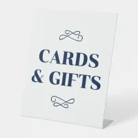 Navy Flourish Cards & Gifts Pedestal Sign