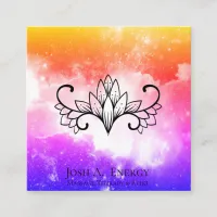 *~* Lotus Universe Pink Purple Galaxy Nebula Square Business Card