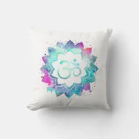 *~* Outdoor Om Symbol Lotus Flower Mandala Throw Pillow