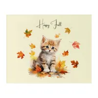 Cute Orange Tabby Kitten in Fall Leaves Acrylic Print