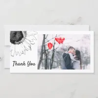 Black and White Sunflower Thank You Photo Card