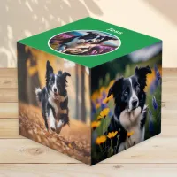 Custom Dog Lover Gift Green Name Multi Photo Cube