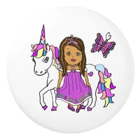 Purple  Princess, Butterfly and Unicorn Ceramic Knob