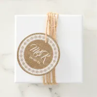 Rustic Burlap and Lace Wedding ID572 Favor Tags