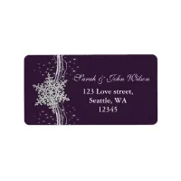 purple Silver Snowflakes Winter address label