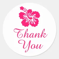 Bright Pink Hibiscus Thank You Classic Round Sticker