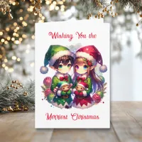 Wishing You the Merriest Christmas Anime Coloring  Card