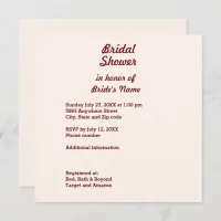 Personalized Bridal Shower Invitation Square Card