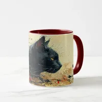 Back cat abstract painting mug