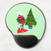 Cute White Christmas Duck Wearing a Wreath Gel Mouse Pad