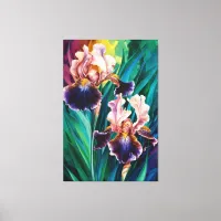 *~* Cobalt Irises  Flower Artsy Iris Painting AP84 Canvas Print