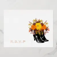 Sunflower Wedding RSVP Foil Holiday Postcard