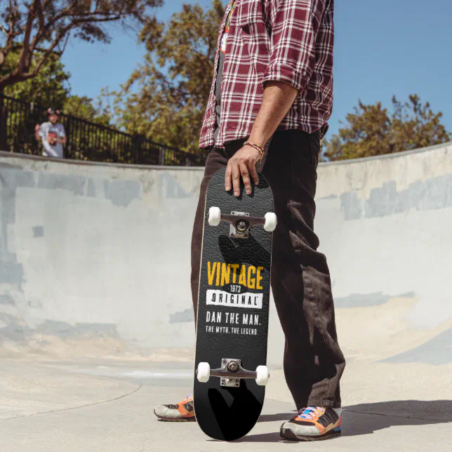 Vintage Original Black Leather Birth Year Skateboard