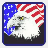 Bald Eagle and American Flag Square Sticker