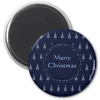 Elegant Blue Christmas Trees and Stars Magnet