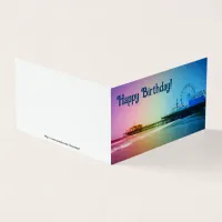 Santa Monica Pier Rainbow Colors Greeting Card